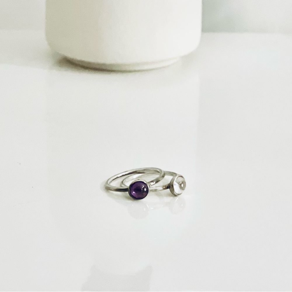 Bundle Pandora Vintage 925 Silver 2 NEW Stackable Rings with jewelry bag.